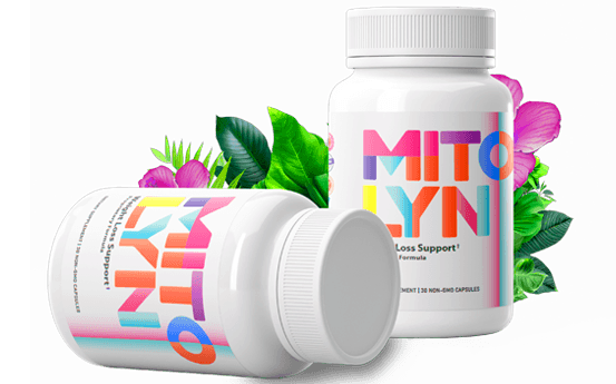 Mitolyn review showcases an eye-catching product image featuring a sleek bottle of Mitolyn supplements against a vibrant blue background, highlighting its natural ingredients and weight loss benefits. 